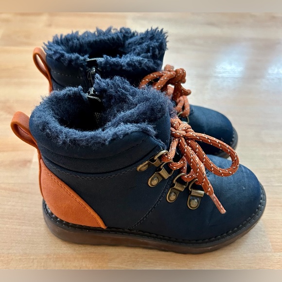 CAT & JACK Ryker Winter Boot TODDLER SIZE 8 Blue Lined Faux fur High Top Lace - Picture 2 of 9